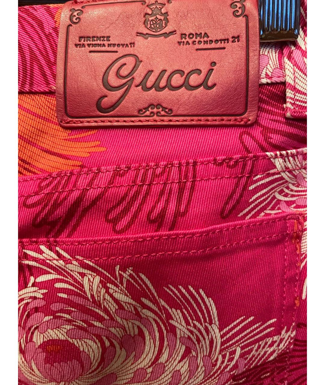 GUCCI Розовые хлопковые прямые джинсы, фото 4
