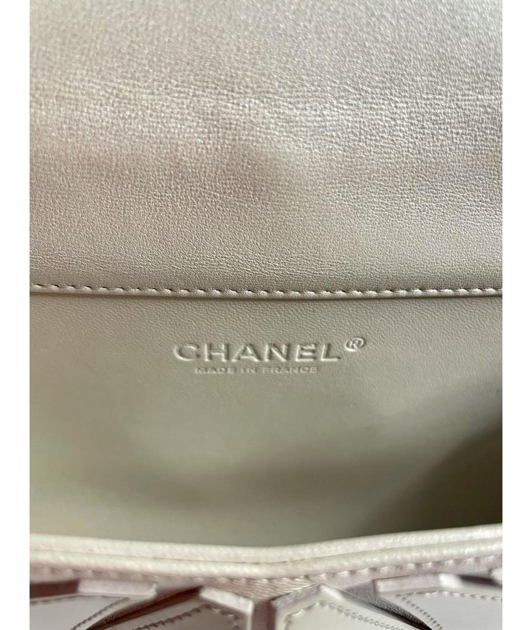 CHANEL PRE-OWNED Бежевая кожаная сумка через плечо, фото 5