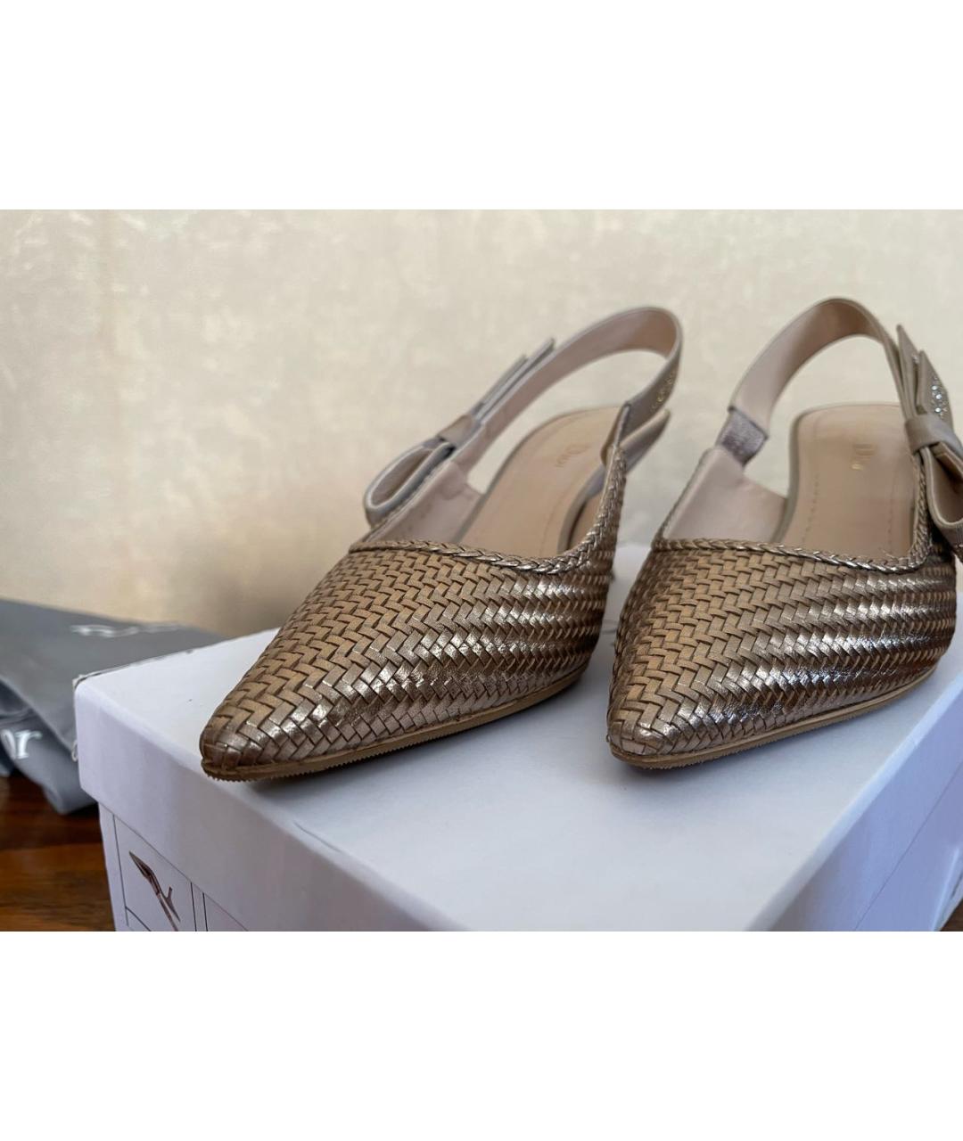 CHRISTIAN DIOR PRE-OWNED Золотые кожаные туфли, фото 4