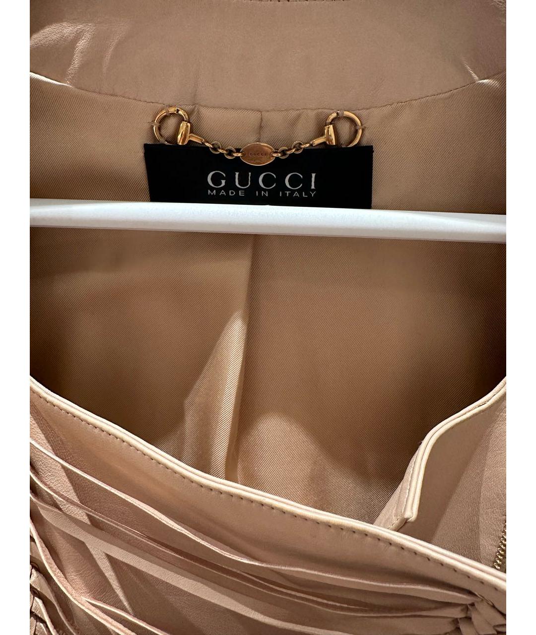 GUCCI Бежевая кожаная куртка, фото 3
