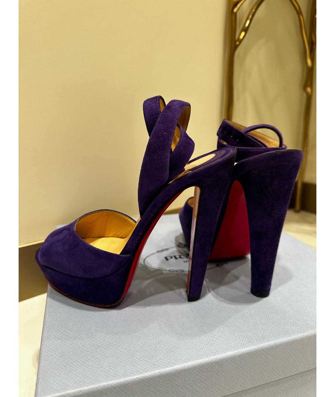 CHRISTIAN LOUBOUTIN Синие замшевые босоножки, фото 2