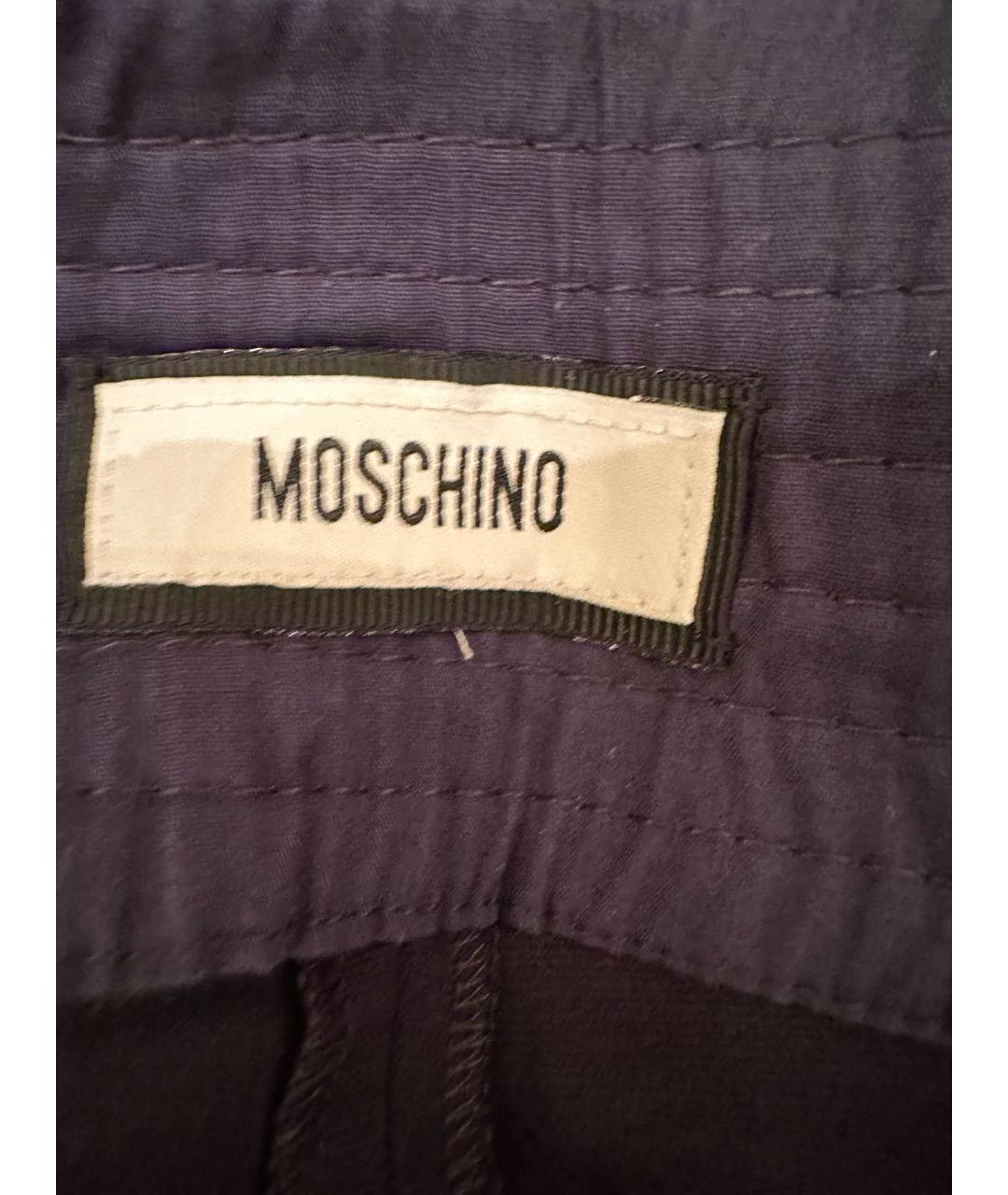 MOSCHINO Темно-синие хлопко-эластановые брюки узкие, фото 3