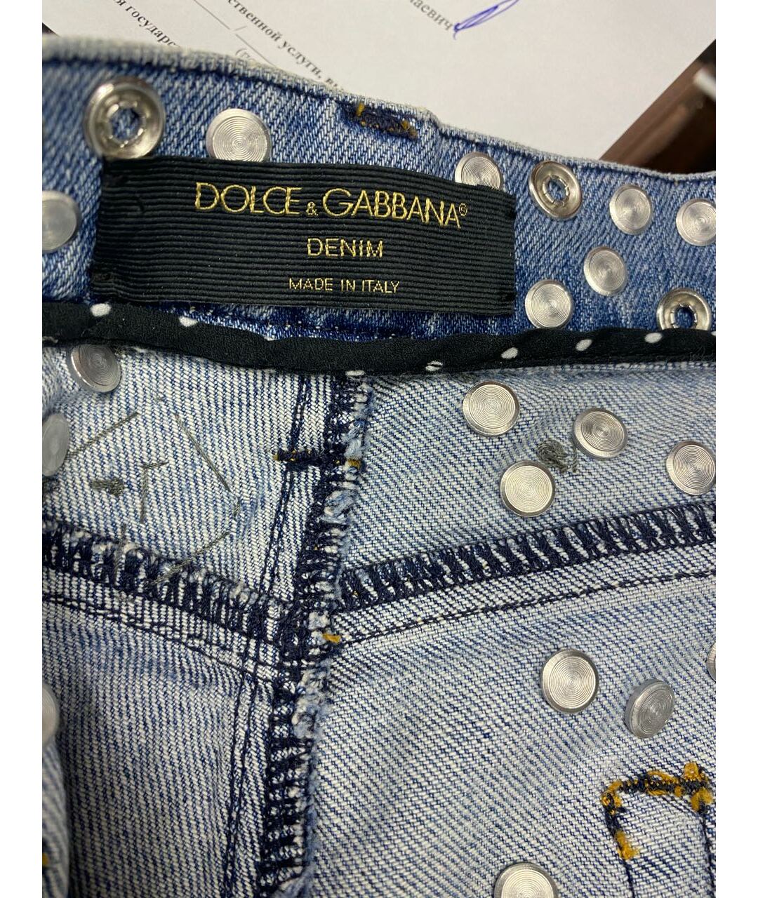 DOLCE&GABBANA Голубые хлопковые прямые джинсы, фото 5