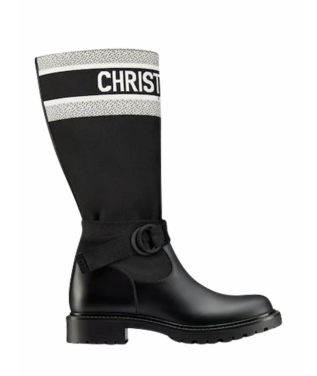 CHRISTIAN DIOR Черные текстильные сапоги, фото 1
