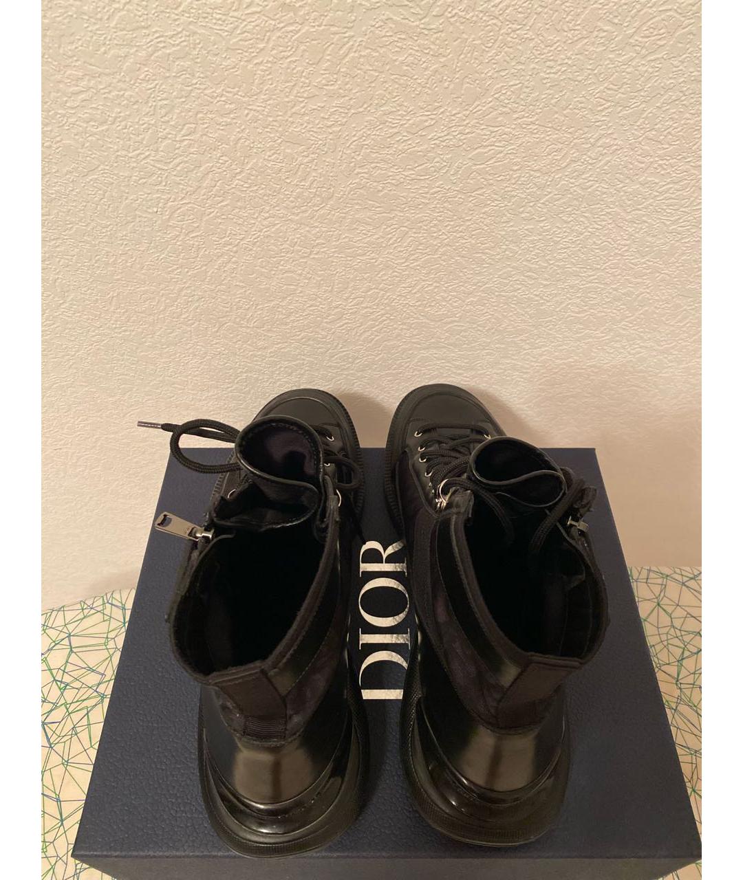 CHRISTIAN DIOR Черные кожаные высокие ботинки, фото 3