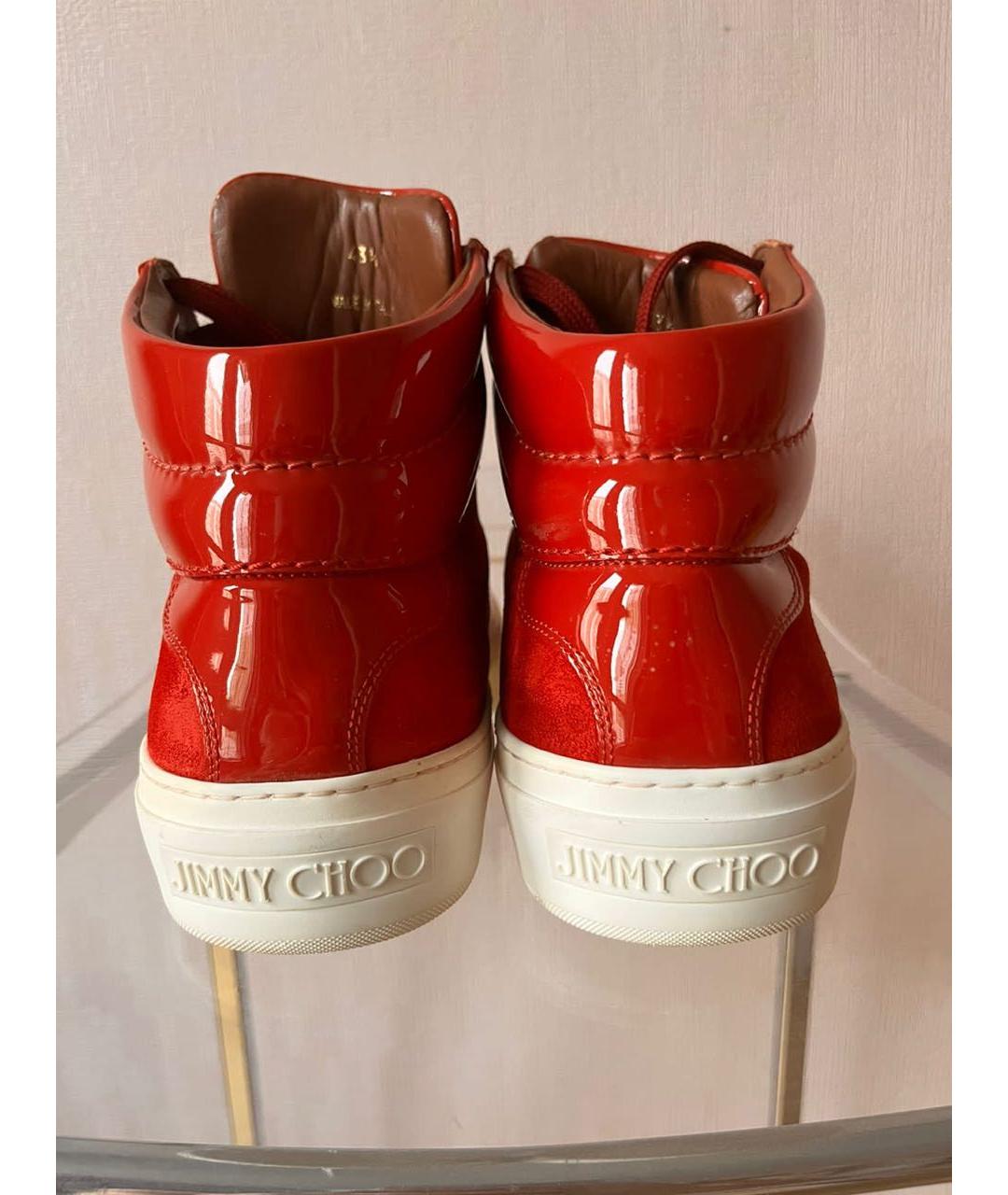 JIMMY CHOO Красные высокие кроссовки / кеды, фото 4