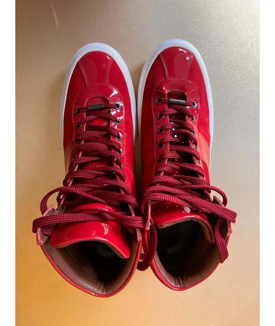 JIMMY CHOO Красные высокие кроссовки / кеды, фото 5