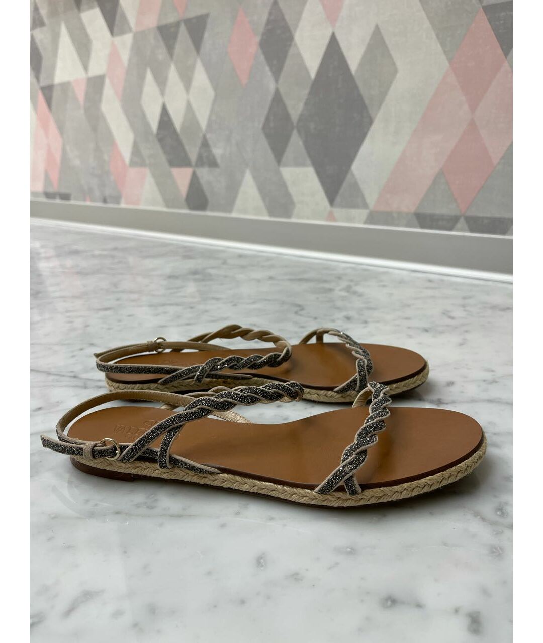 VALENTINO Серебряные кожаные сандалии, фото 5