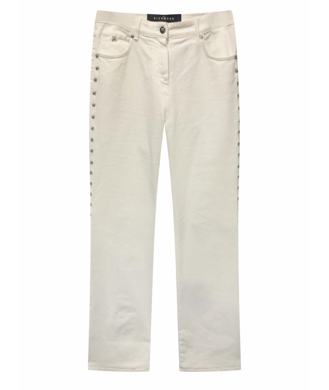 JOHN RICHMOND Белые хлопко-эластановые джинсы клеш, фото 1