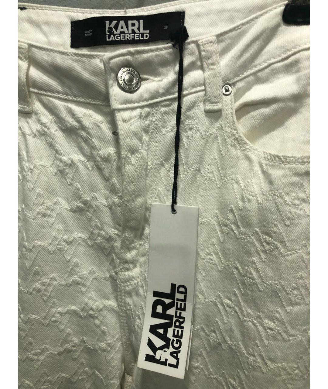 KARL LAGERFELD Белые хлопковые прямые джинсы, фото 3
