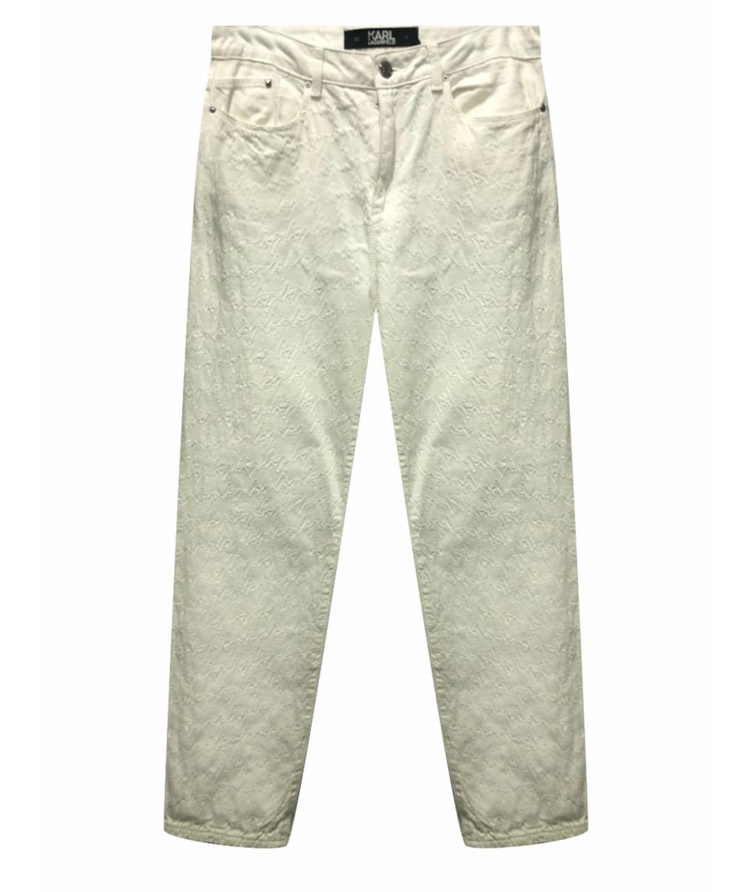 KARL LAGERFELD Белые хлопковые прямые джинсы, фото 1