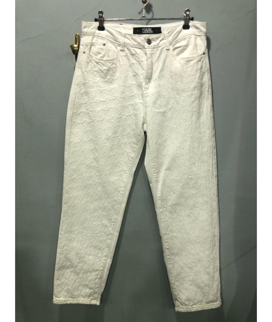 KARL LAGERFELD Белые хлопковые прямые джинсы, фото 9