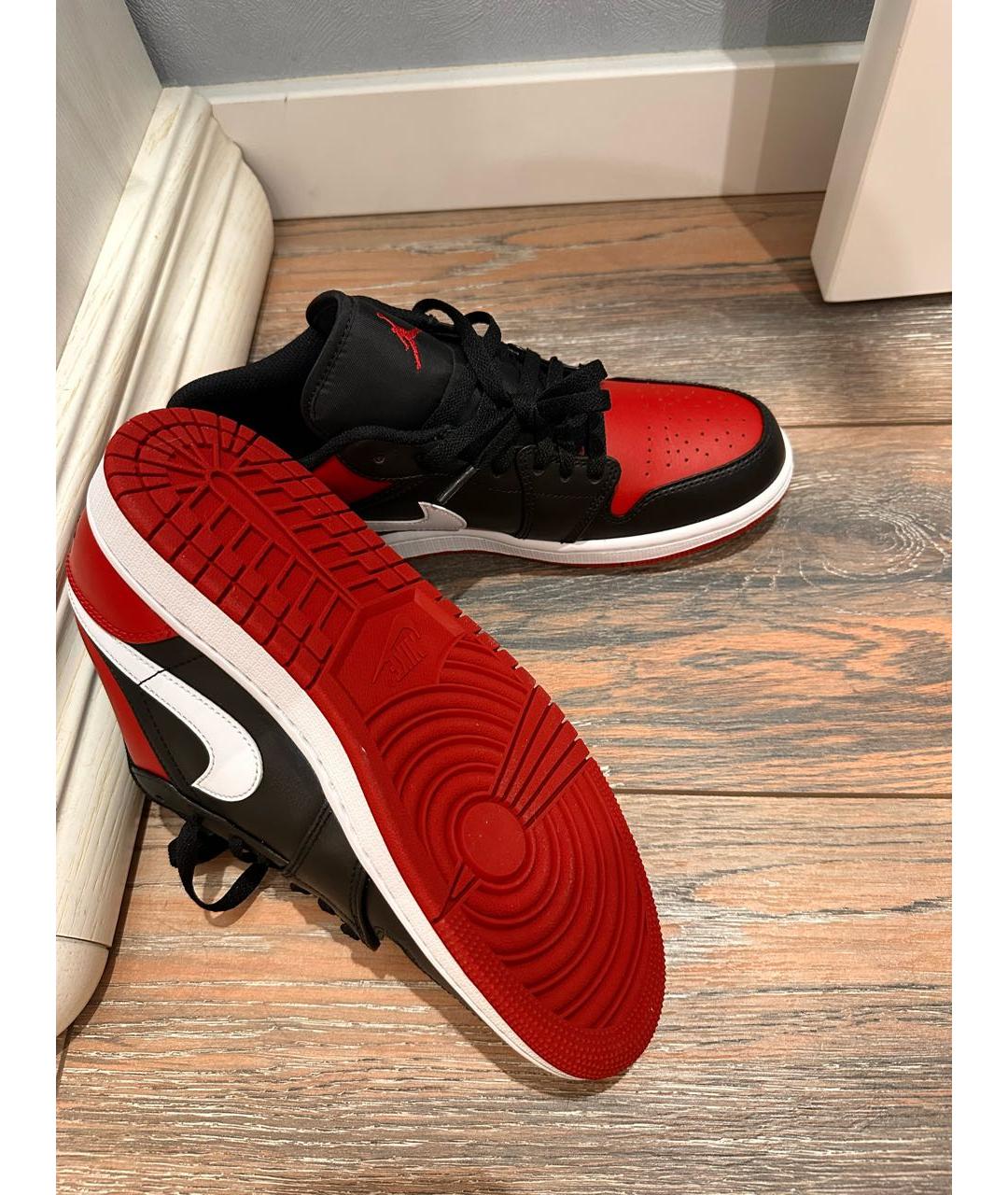 JORDAN Красные низкие кроссовки / кеды из искусственной кожи, фото 3