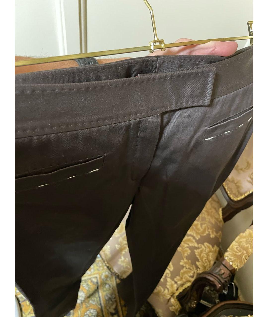 BRIONI Коричневые хлопковые брюки узкие, фото 4