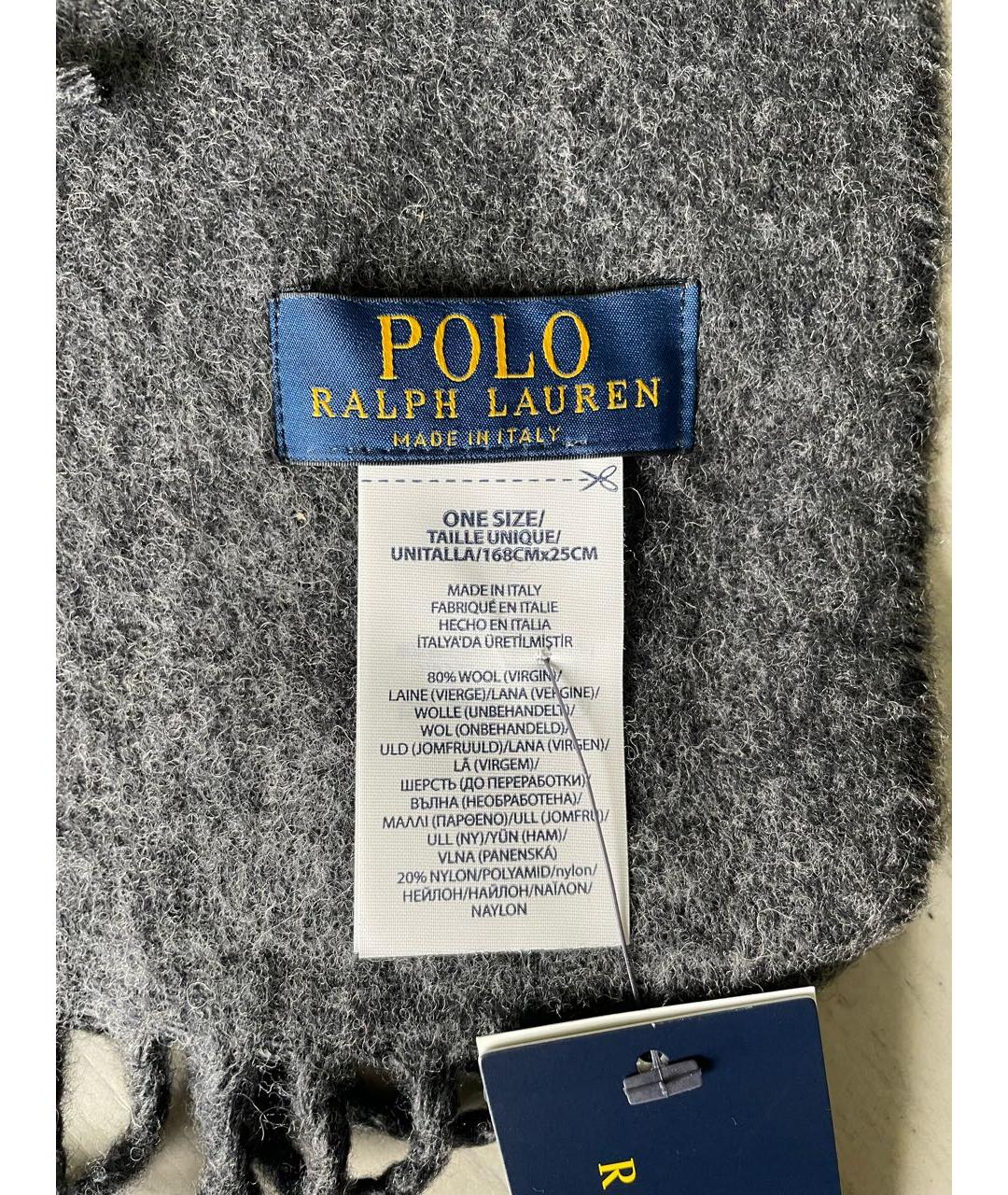 POLO RALPH LAUREN Черный шерстяной шарф, фото 3