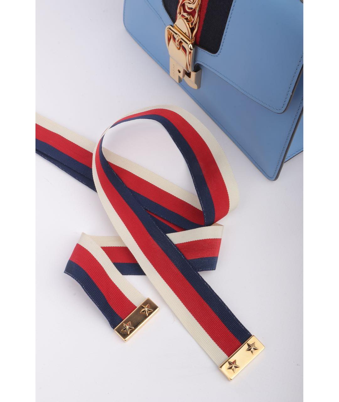 GUCCI Голубая кожаная сумка через плечо, фото 8