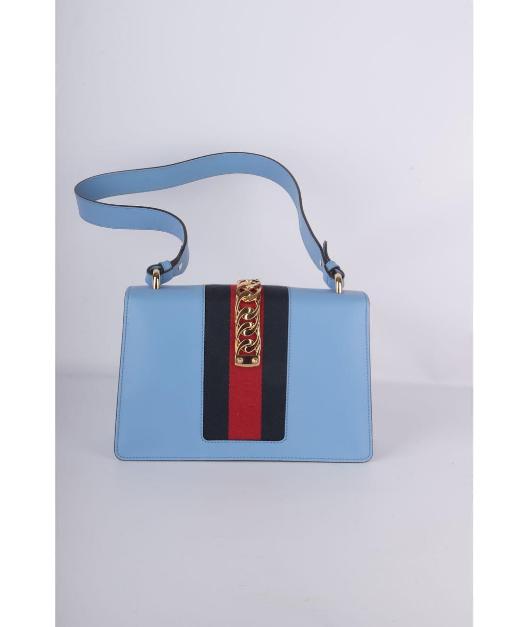 GUCCI Голубая кожаная сумка через плечо, фото 2