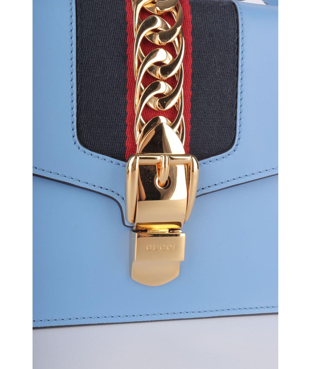 GUCCI Голубая кожаная сумка через плечо, фото 5