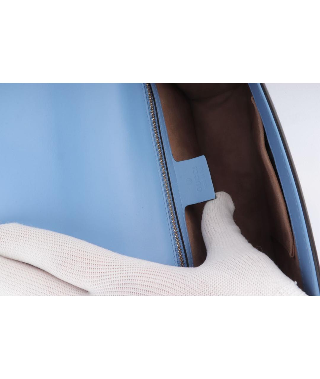 GUCCI Голубая кожаная сумка через плечо, фото 7