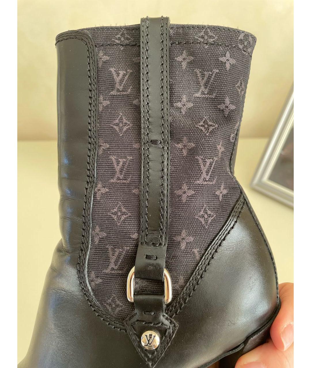 LOUIS VUITTON Черные кожаные ботинки, фото 5