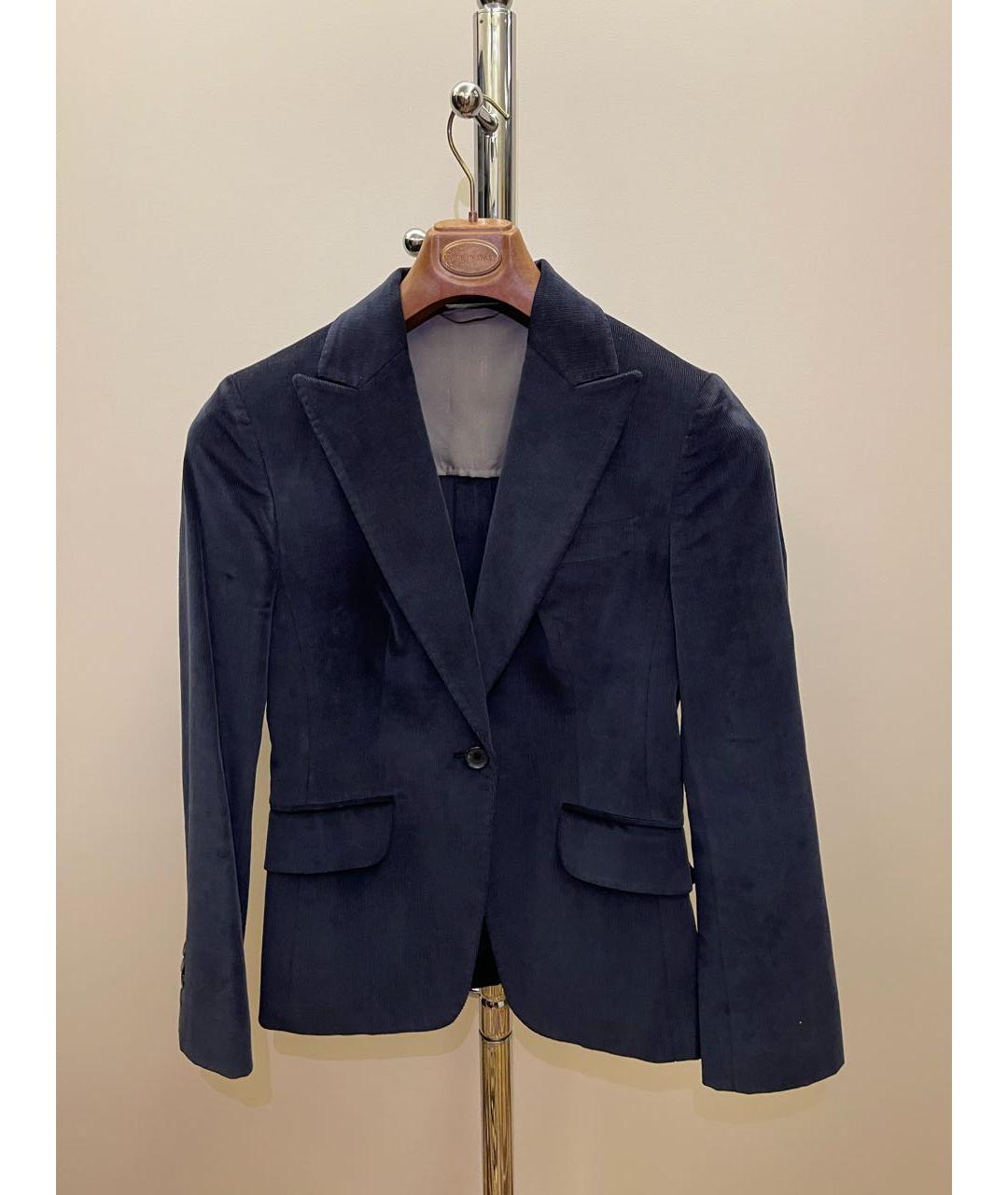 KITON Темно-синий велюровый жакет/пиджак, фото 5
