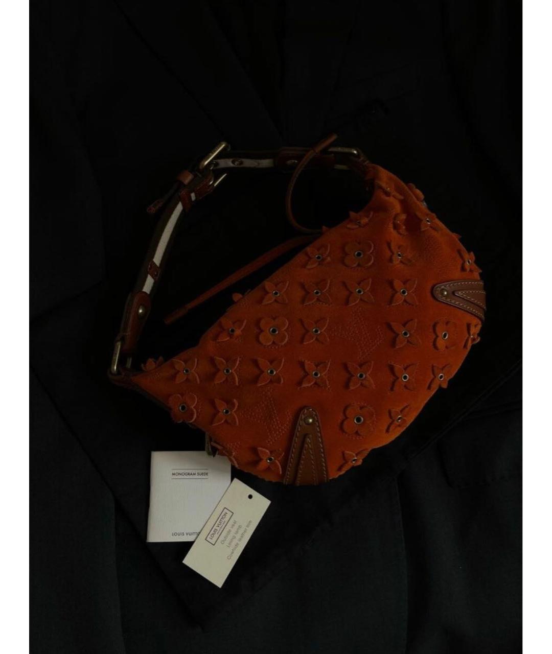 LOUIS VUITTON PRE-OWNED Оранжевая замшевая сумка с короткими ручками, фото 7