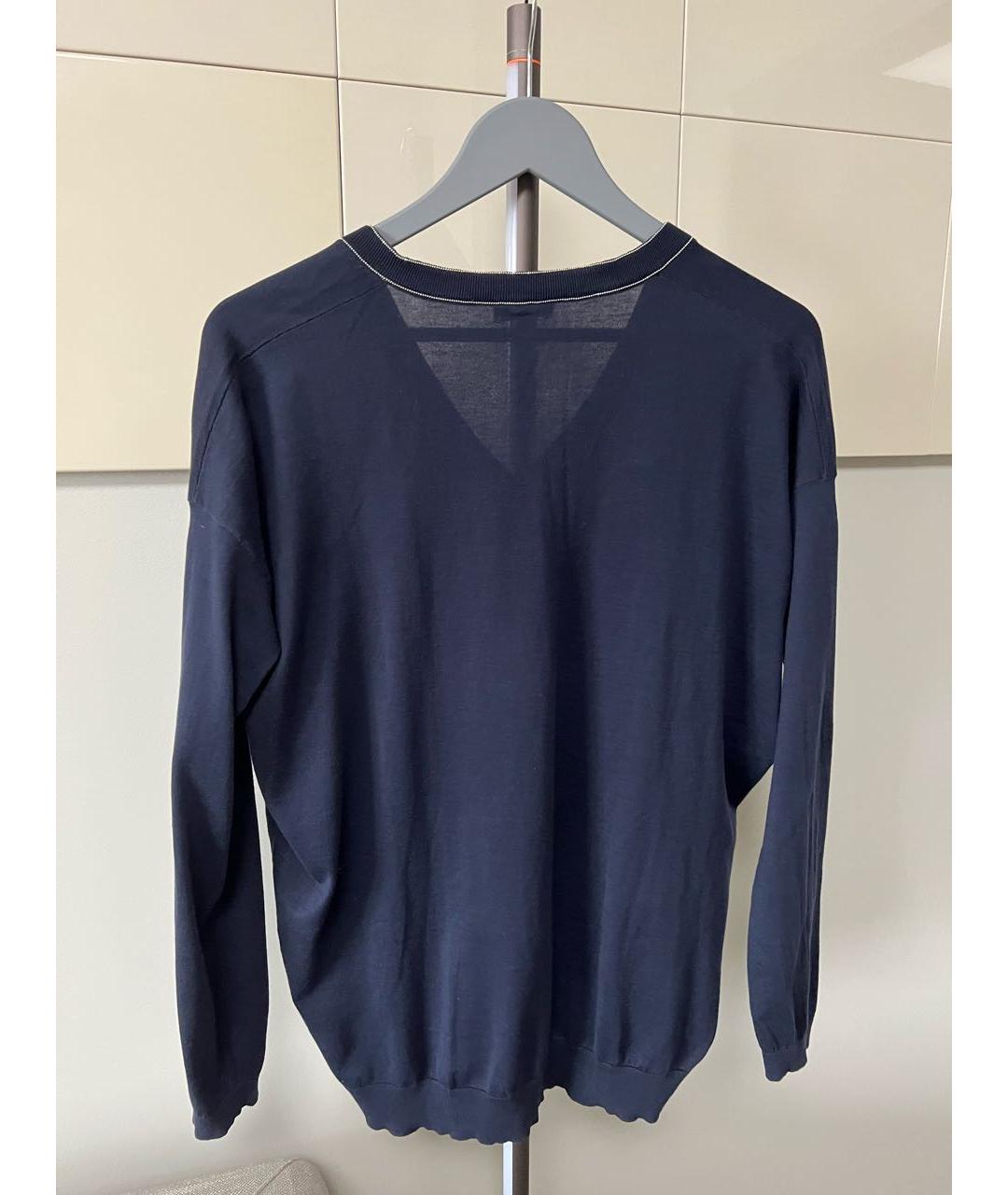 BRUNELLO CUCINELLI Темно-синий хлопковый джемпер / свитер, фото 2