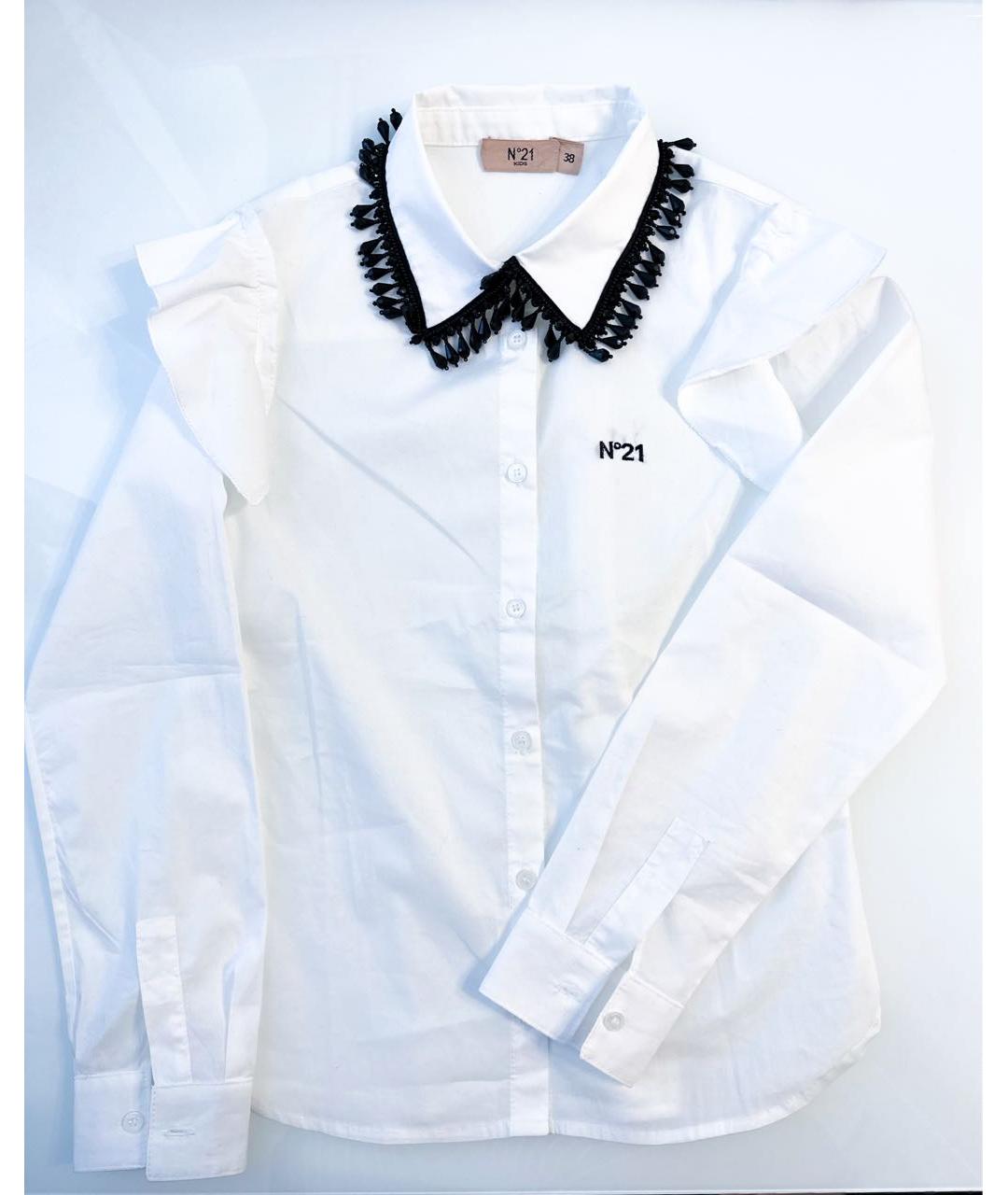 Nº21 KIDS Белая хлопковая рубашка/блузка, фото 6