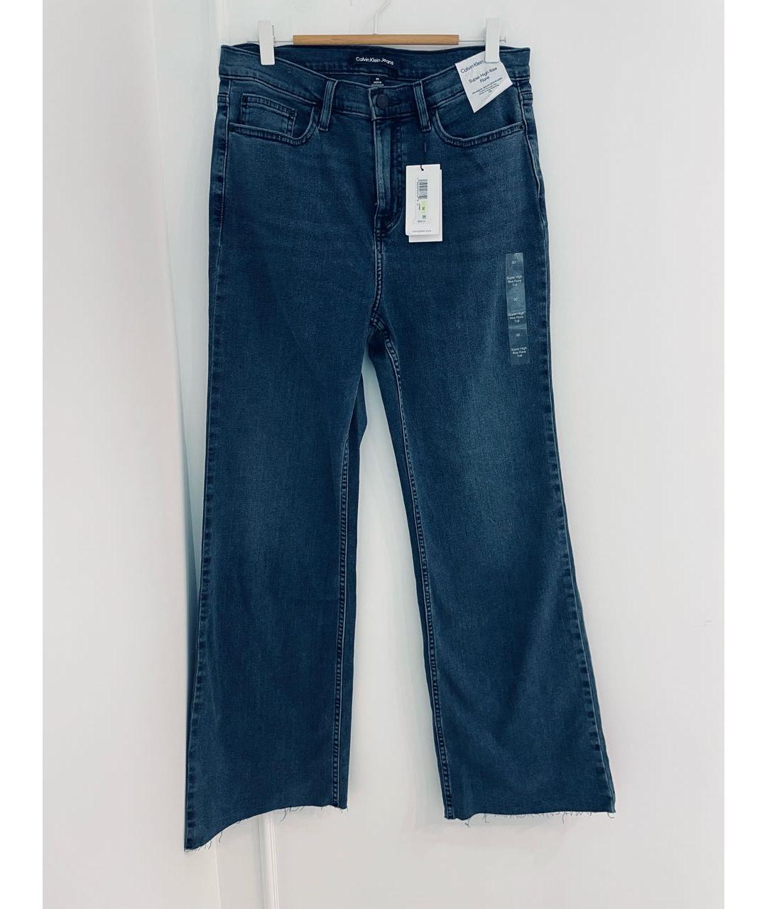 CALVIN KLEIN JEANS Антрацитовые хлопко-эластановые джинсы клеш, фото 9