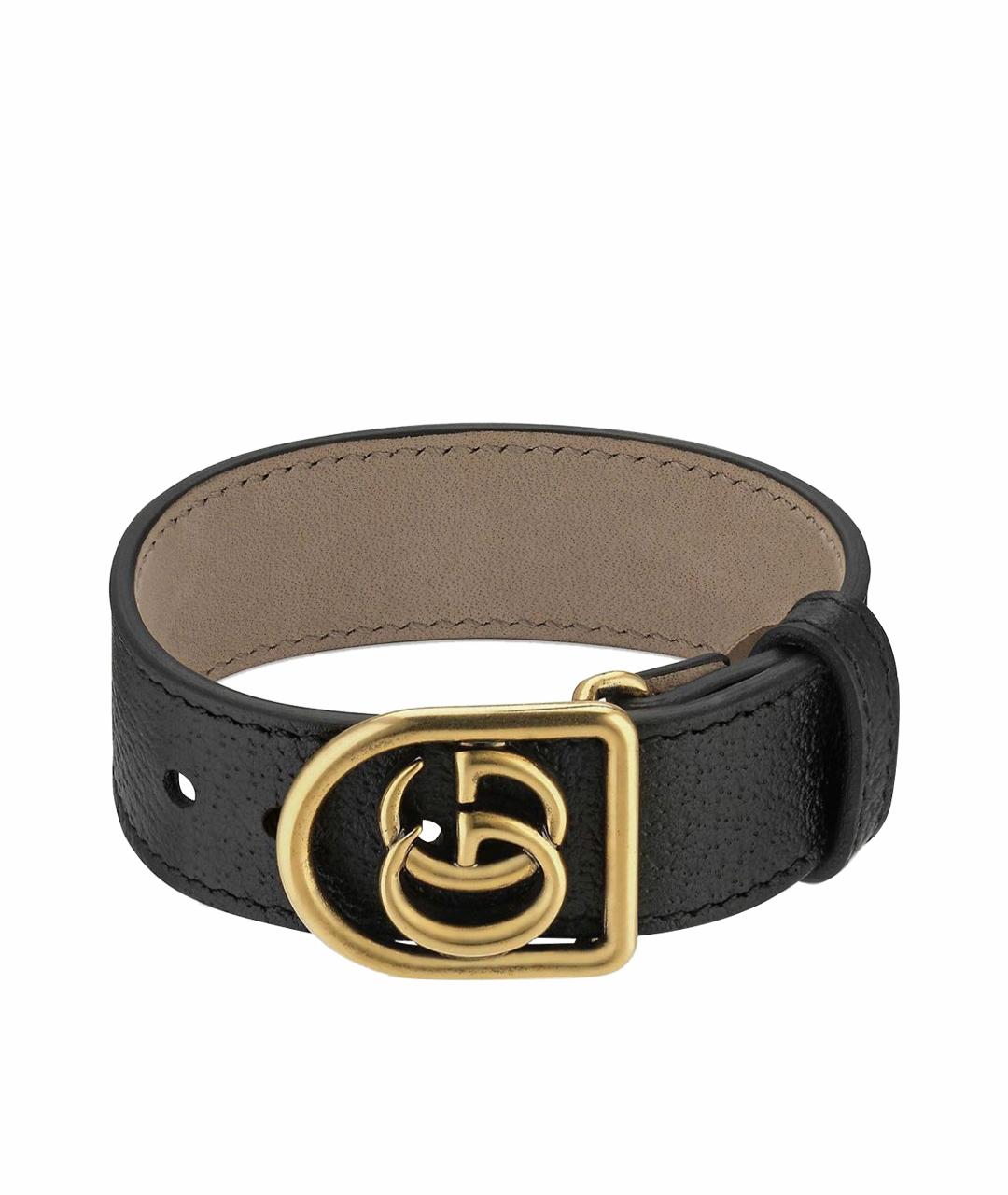 GUCCI Черный кожаный браслет, фото 1