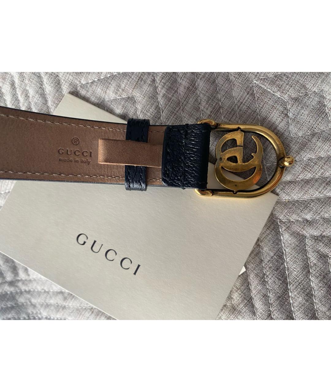 GUCCI Черный кожаный браслет, фото 4