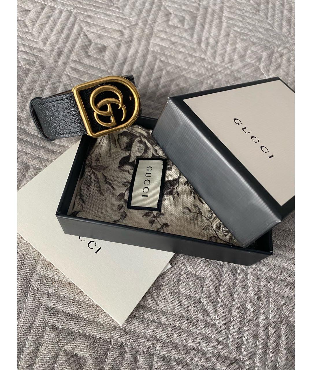 GUCCI Черный кожаный браслет, фото 2