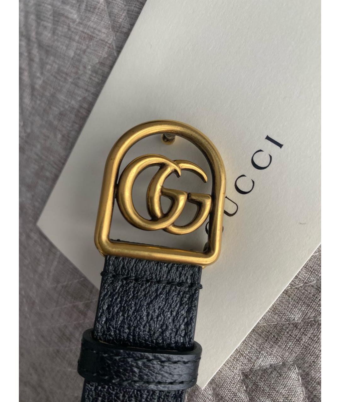 GUCCI Черный кожаный браслет, фото 6