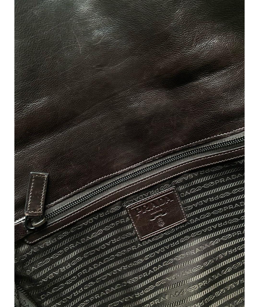 PRADA Коричневый кожаный портфель, фото 4