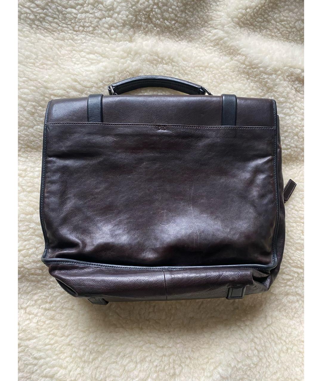 PRADA Коричневый кожаный портфель, фото 2