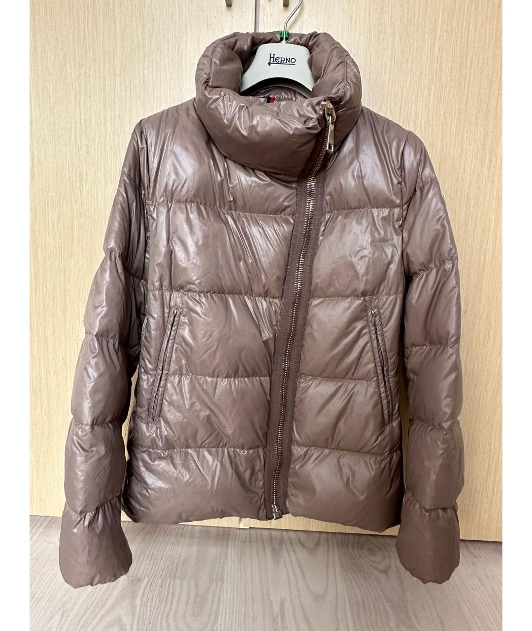 MONCLER Бежевый полиэстеровый пуховик, фото 6