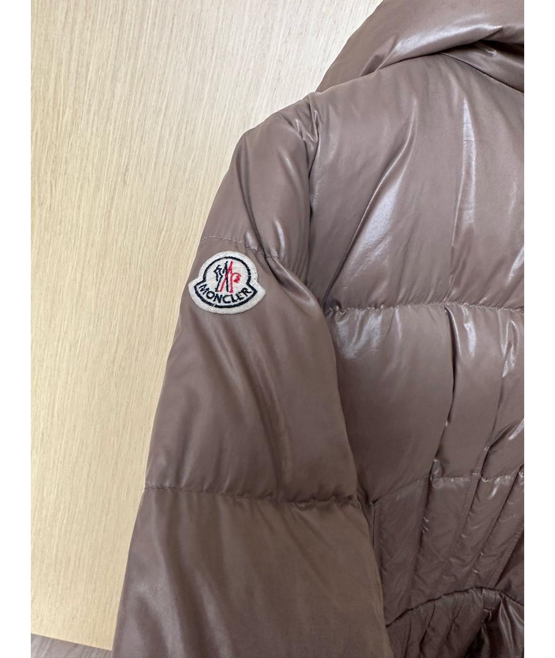 MONCLER Бежевый полиэстеровый пуховик, фото 3