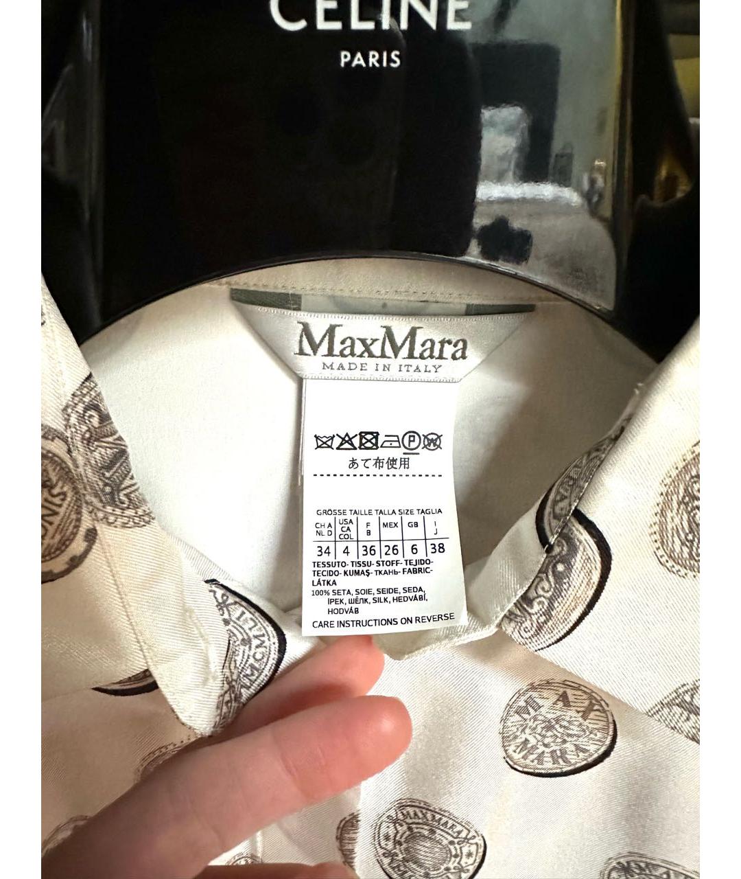 MAX MARA Белая шелковая блузы, фото 3