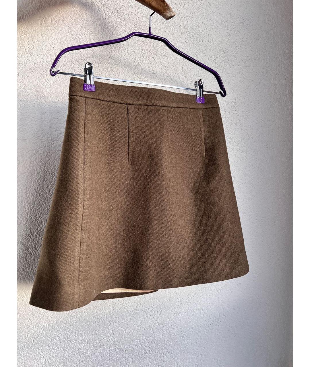SANDRO Коричневая шерстяная юбка мини, фото 2