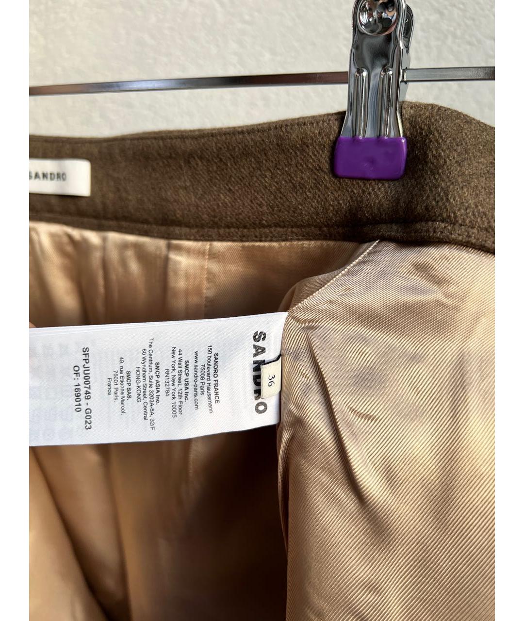 SANDRO Коричневая шерстяная юбка мини, фото 3