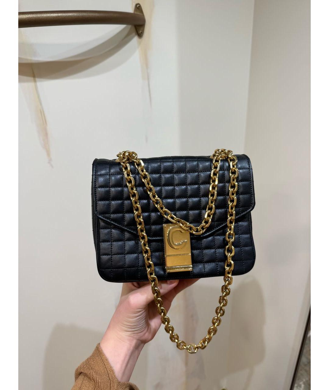 CELINE Черная кожаная сумка тоут, фото 2