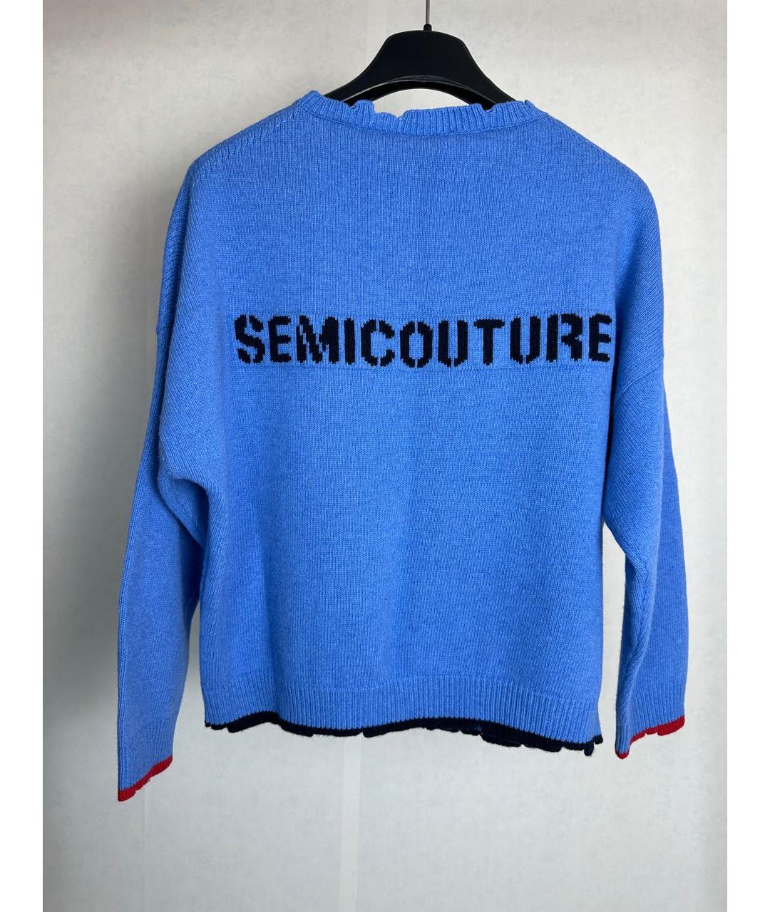 SEMICOUTURE Голубой шерстяной джемпер / свитер, фото 2
