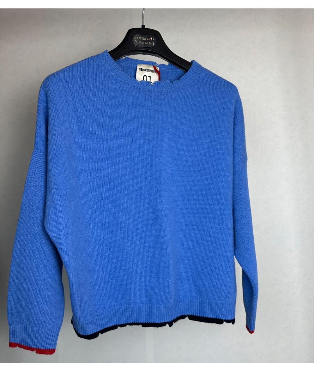 SEMICOUTURE Голубой шерстяной джемпер / свитер, фото 7