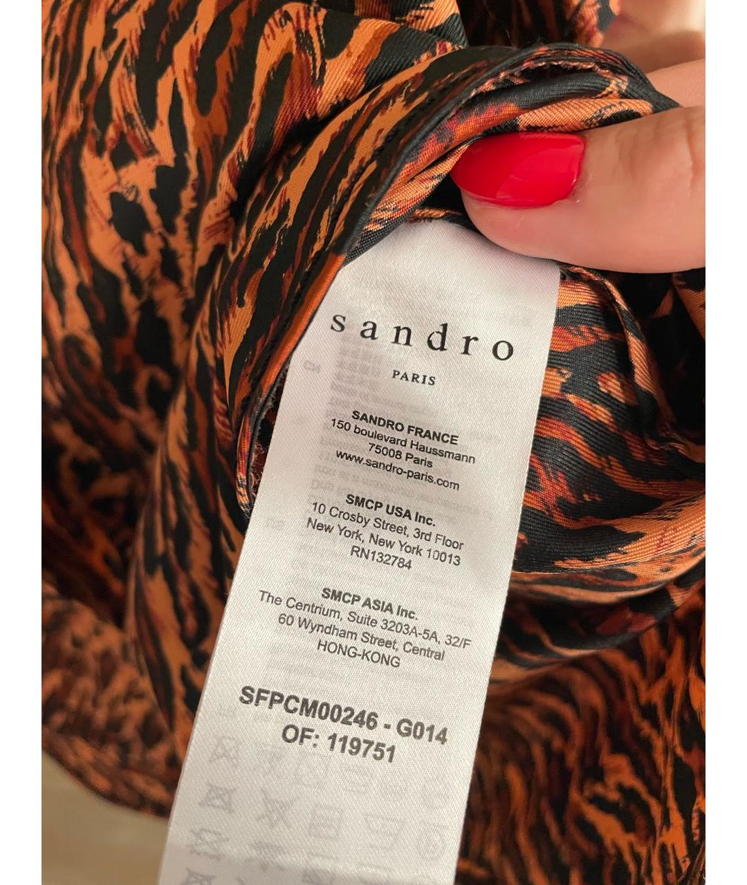 SANDRO Оранжевая шелковая блузы, фото 5