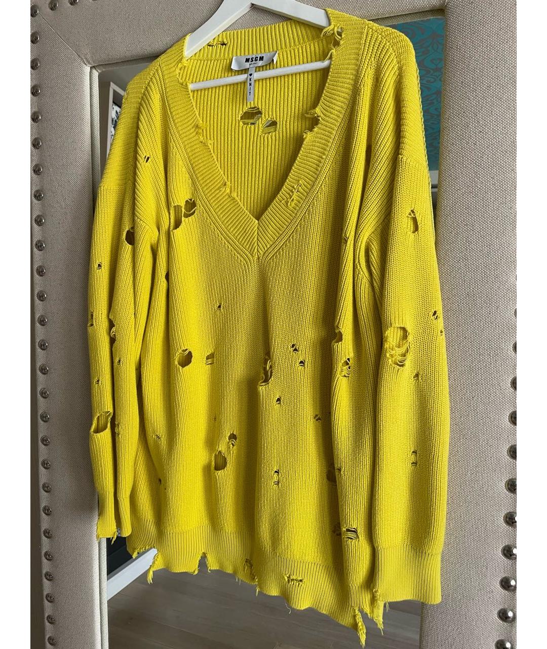 MSGM Желтый хлопковый джемпер / свитер, фото 5