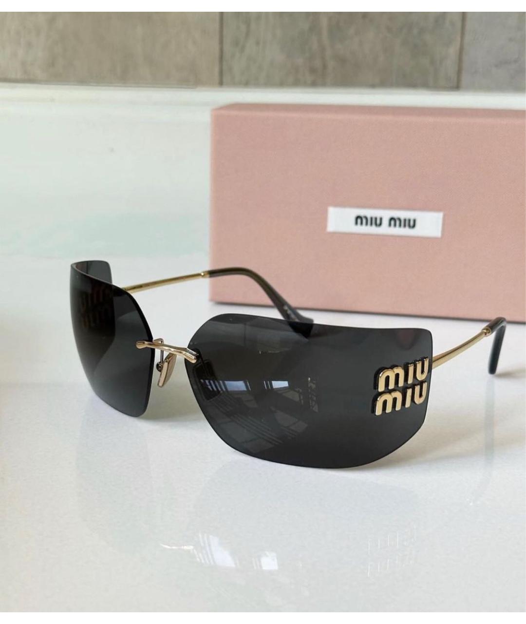 MIU MIU Черные металлические солнцезащитные очки, фото 7
