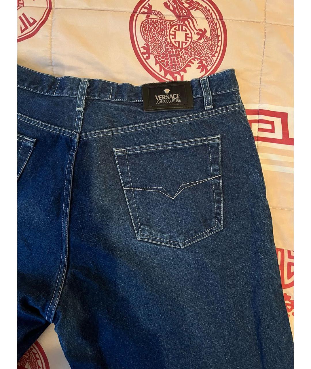 VERSACE JEANS COUTURE Синие хлопковые прямые джинсы, фото 3