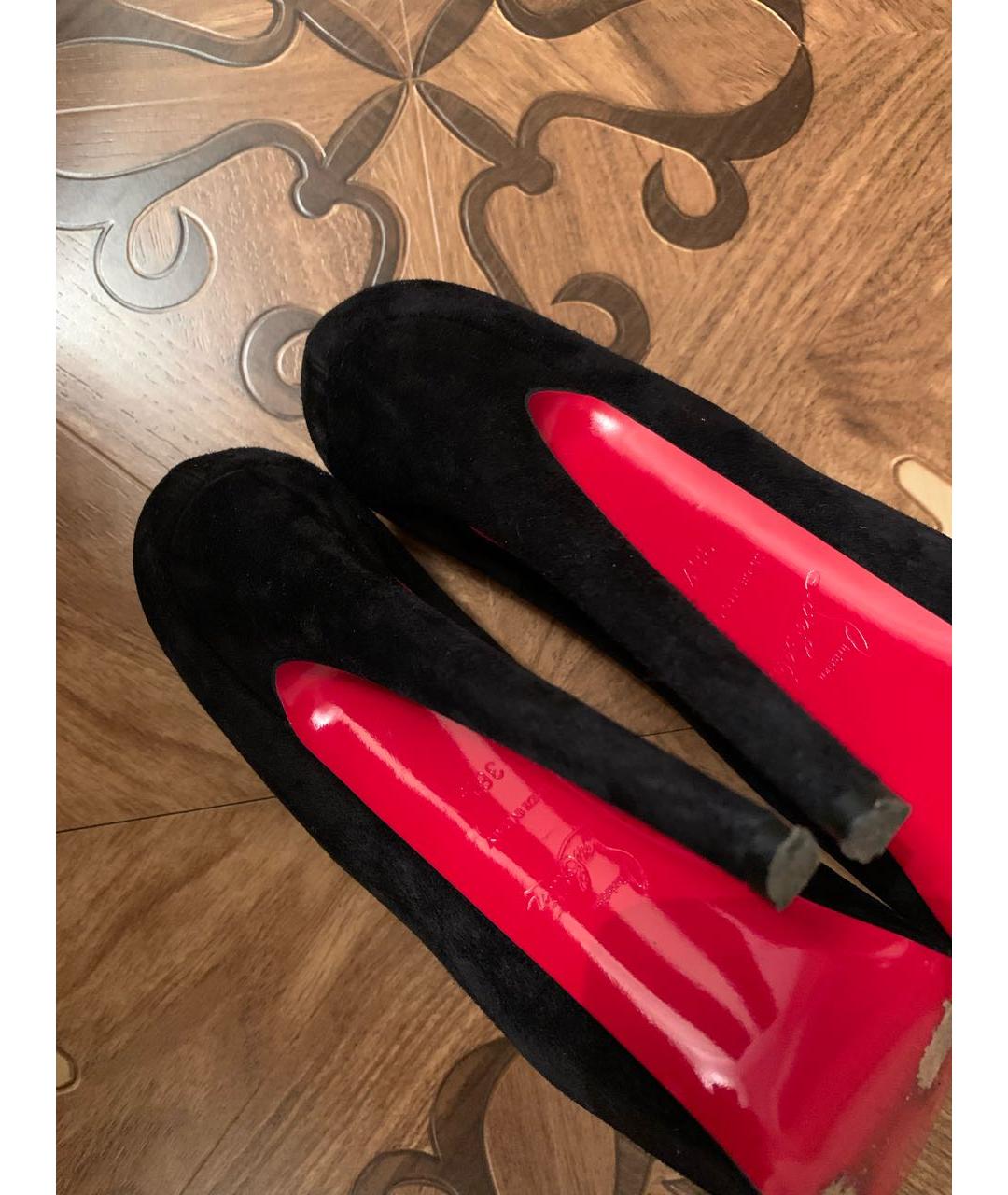 CHRISTIAN LOUBOUTIN Черные замшевые туфли, фото 5