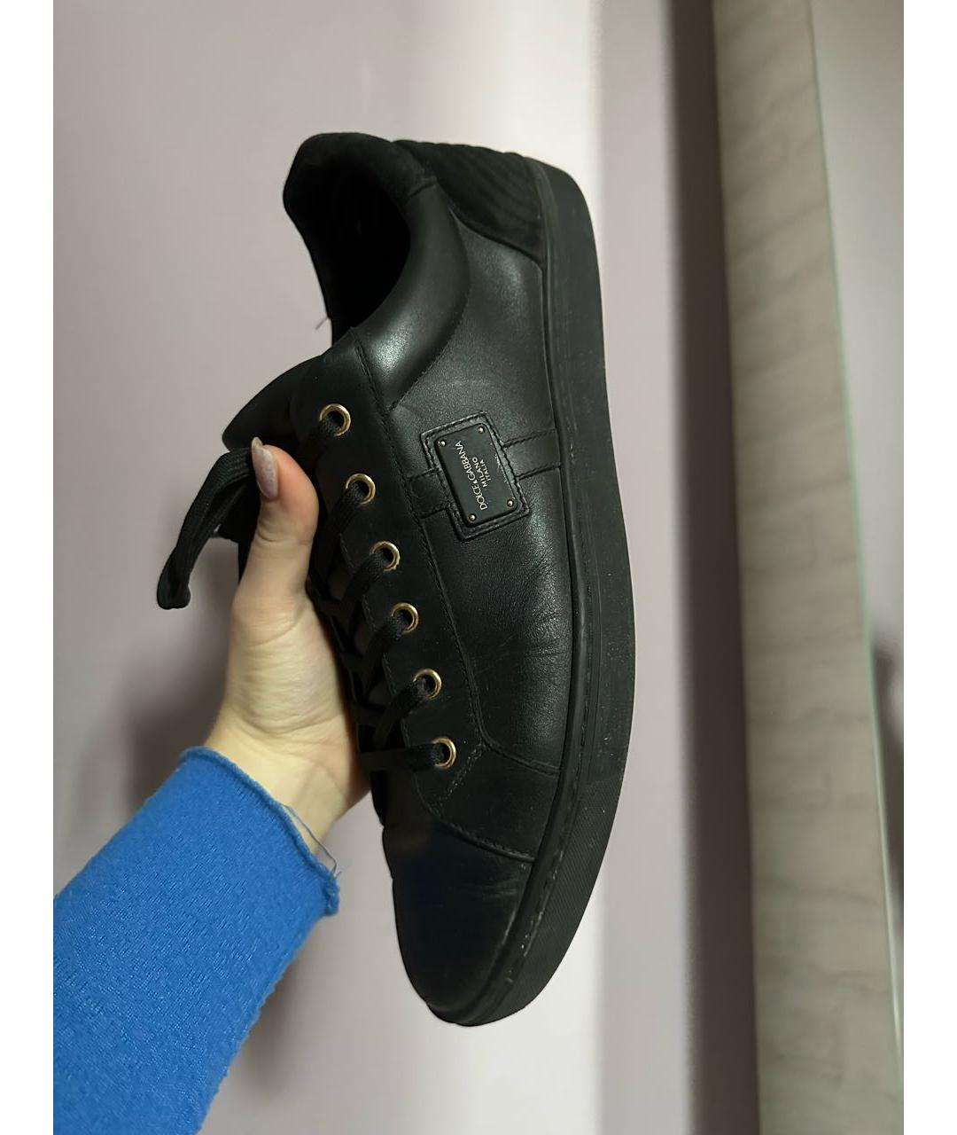 DOLCE&GABBANA Черные кожаные низкие кроссовки / кеды, фото 8