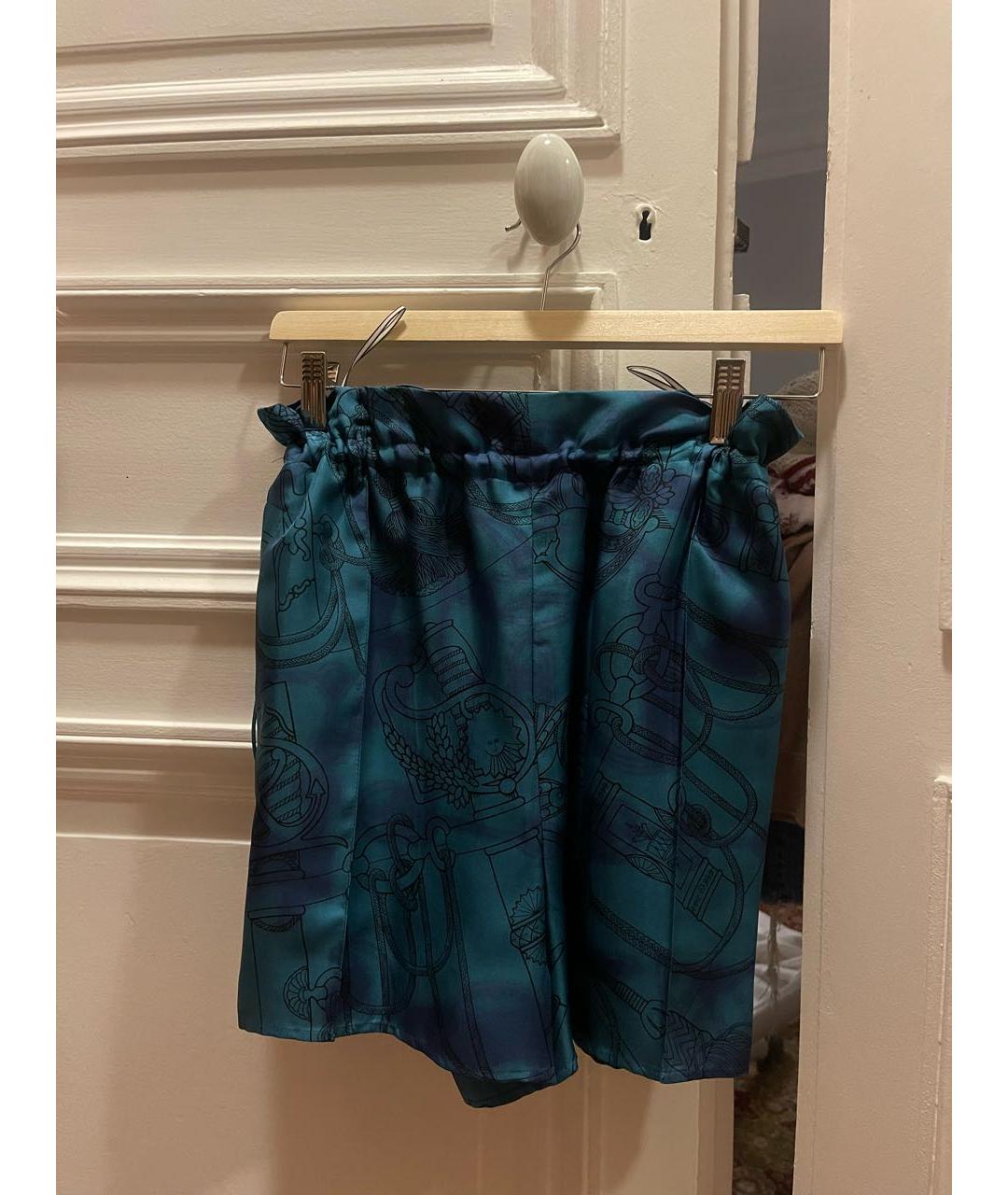 HERMES PRE-OWNED Бирюзовые шелковые шорты, фото 4